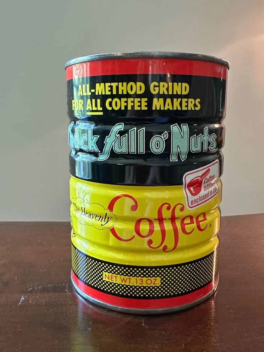 Vintage coffee can • aluminum • metal • Chock full o’ nuts Coffee